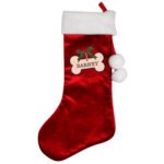 Personalised Dog Treats Luxury Red Pom Pom Christmas Stocking - Image 4