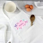 Personalised Butterflies & Flowers Design Children's White Apron