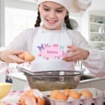Personalised Butterflies & Flowers Design Children's White Apron - Image 2