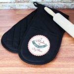 Personalised 'Made With Love' Black Oven Gloves - Image 4