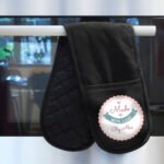 Personalised 'Made With Love' Black Oven Gloves - Image 3