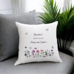 Personalised Any Message Wild Flowers Design Filled Cushion - Image 3
