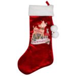 Personalised Festive Fawn Design Luxury Red Pom Pom Christmas Stocking - Image 5