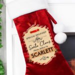 Personalised 'Special Delivery' Luxury Red Pom Pom Christmas Stocking - Image 2