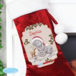 Personalised Me to You Reindeer Luxury Red Pom Pom Christmas Stocking - Image 2