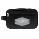 Personalised Any Message Plaque Design Black Toiletry Bag - Image 6