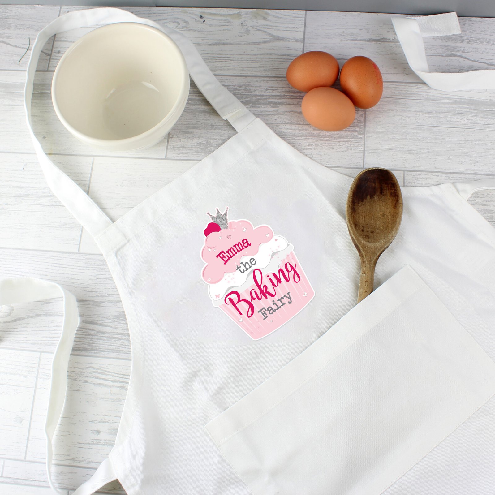 P0510G86 Personalised Children's 'The Baking Fairy' White Apron Personalised Children's 'The Baking Fairy' White Apron - Image 1
