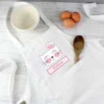 Personalised Children's Cute Cat Design White Apron