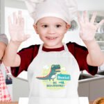 Personalised Children's Dinosaur 'Be Roarsome!' White Apron - Image 2