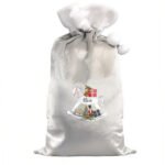 Personalised Rocking Horse Design Luxury Grey Pom Pom Christmas Sack - Image 4