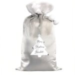 Personalised Christmas Tree Design 'Merry Christmas' Luxury Grey Pom Pom Christmas Sack - Image 5