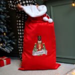 Personalised Nutcracker Design Luxury Red Pom Pom Christmas Sack - Image 2
