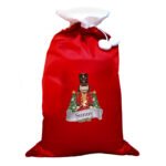 Personalised Nutcracker Design Luxury Red Pom Pom Christmas Sack - Image 4