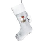 Personalised Rocking Horse Design Luxury Grey Pom Pom Christmas Stocking - Image 4
