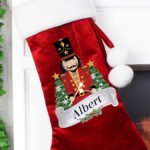 Personalised Nutcracker Design Luxury Red Pom Pom Christmas Stocking - Image 2