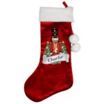 Personalised Nutcracker Design Luxury Red Pom Pom Christmas Stocking - Image 4