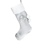 Personalised Baby Polar Bear Design Luxury Grey Pom Pom Christmas Stocking - Image 4