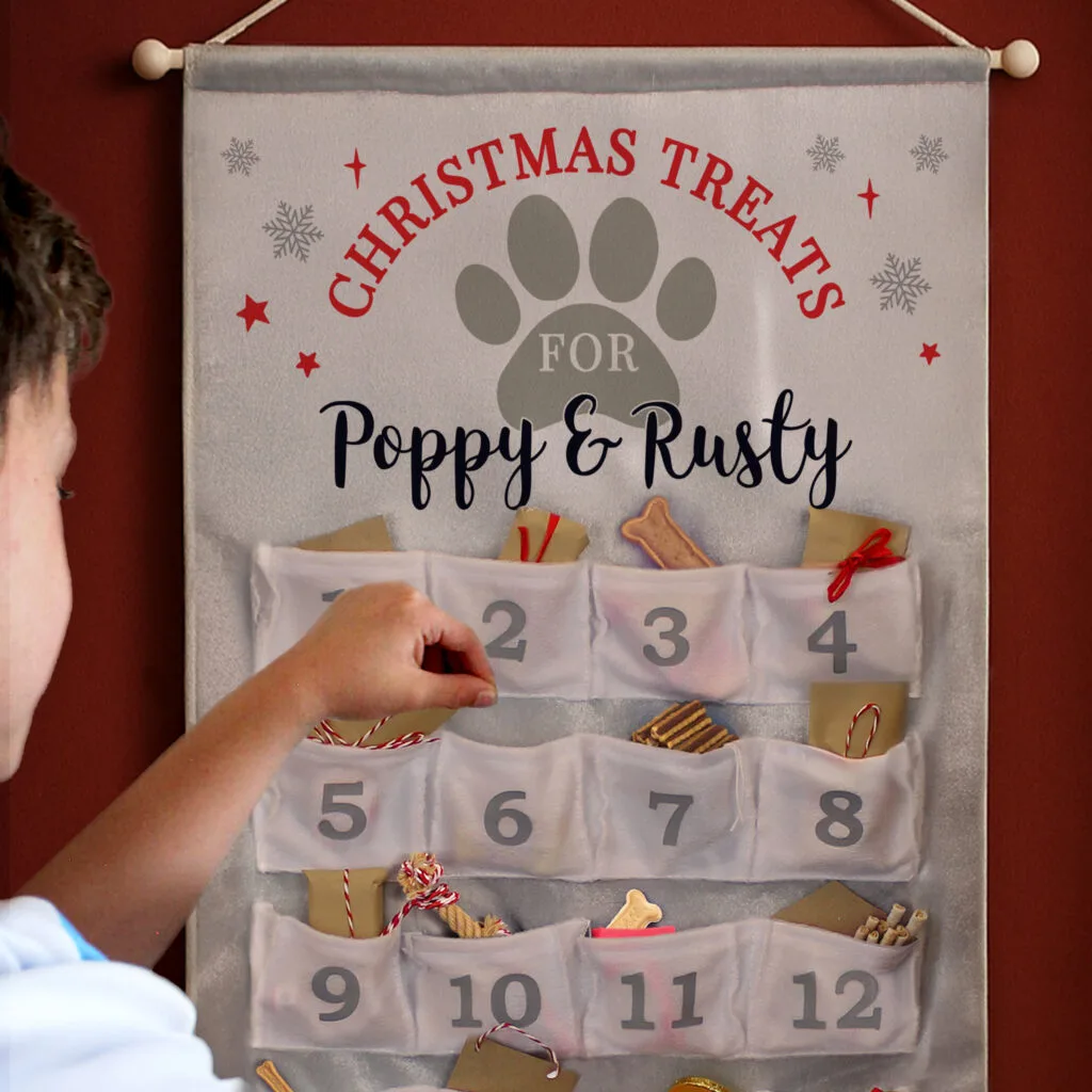 P0510H45 Personalised 'Christmas Treats For...' Pets Grey Christmas Advent Calendar 2