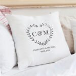 Personalised Grey Heart Design Couples Cream Filled Cushion - Image 2
