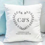 Personalised Grey Heart Design Couples Cream Filled Cushion - Image 3