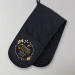 Personalised 'Queen Bee' Black Oven Gloves