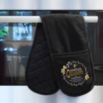 Personalised 'Queen Bee' Black Oven Gloves - Image 4