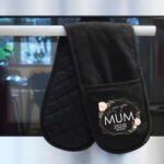 Personalised 'Love You' Abstract Rose Design Black Oven Gloves - Image 4