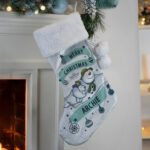 Personalised The Snowman and the Snowdog Luxury Grey Pom Pom Christmas Stocking - Image 3
