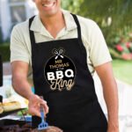 Personalised 'BBQ King' Adult Black Apron - Image 2