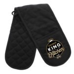 Personalised 'King of the Kitchen' Black Oven Gloves - Image 3