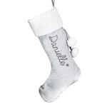 Personalised Name Only Star Motif Luxury Grey Pom Pom Christmas Stocking - Image 4