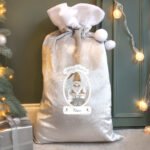 Personalised 'Merry Christmas' Gonk Luxury Grey Pom Pom Christmas Sack - Image 4