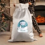 Personalised Tiny Tatty Teddy Winter Explorer Luxury Grey Pom Pom Christmas Sack - Image 3