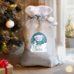 Personalised Tiny Tatty Teddy Winter Explorer Luxury Grey Pom Pom Christmas Sack - Image 2