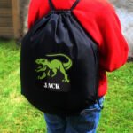 Personalised Children's Dinosaur Motif Black Kit Bag - Image 2
