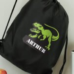 Personalised Children's Dinosaur Motif Black Kit Bag - Image 3