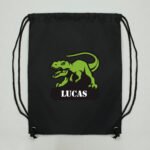 Personalised Children's Dinosaur Motif Black Kit Bag - Image 5