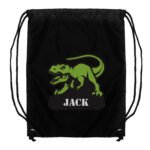 Personalised Children's Dinosaur Motif Black Kit Bag - Image 6