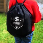 Personalised Children's Football Shield Design Black Kit Bag - Image 2