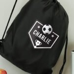 Personalised Children's Football Shield Design Black Kit Bag - Image 3
