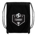 Personalised Children's Football Shield Design Black Kit Bag - Image 6