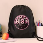 Personalised Children's Leopard Print Design Black Kit Bag