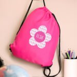 Personalised Children's Flower Design Pink Kit Bag - Image 3