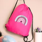 Personalised Children's Pastel Rainbow Design Pink Kit Bag - Image 6