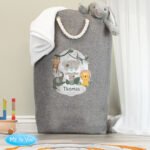 Personalised Tiny Tatty Teddy Jungle Animals Design Grey Storage/Laundry Bag