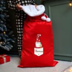 Personalised Gonk Family 'Male' Luxury Red Pom Pom Christmas Sack - Image 2