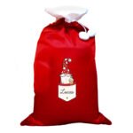 Personalised Gonk Family 'Male' Luxury Red Pom Pom Christmas Sack - Image 4