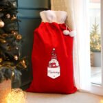 Personalised Gonk Family ‘Female’ Luxury Red Pom Pom Christmas Sack - Image 3