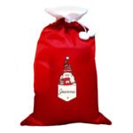 Personalised Gonk Family ‘Female’ Luxury Red Pom Pom Christmas Sack - Image 4