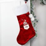 Personalised Gonk Family Design (Young Girl) Luxury Red Pom Pom Christmas Stocking - Image 2